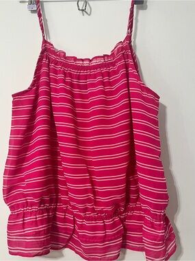 Banana Republic Womens Top Hot Pink Stripe A0049